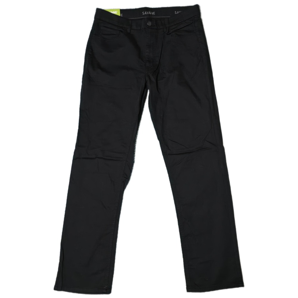 Savane Men's 680 Straight Fit Black 32W 32L Pants Soft Luxe Fabric Stretch (W)‎